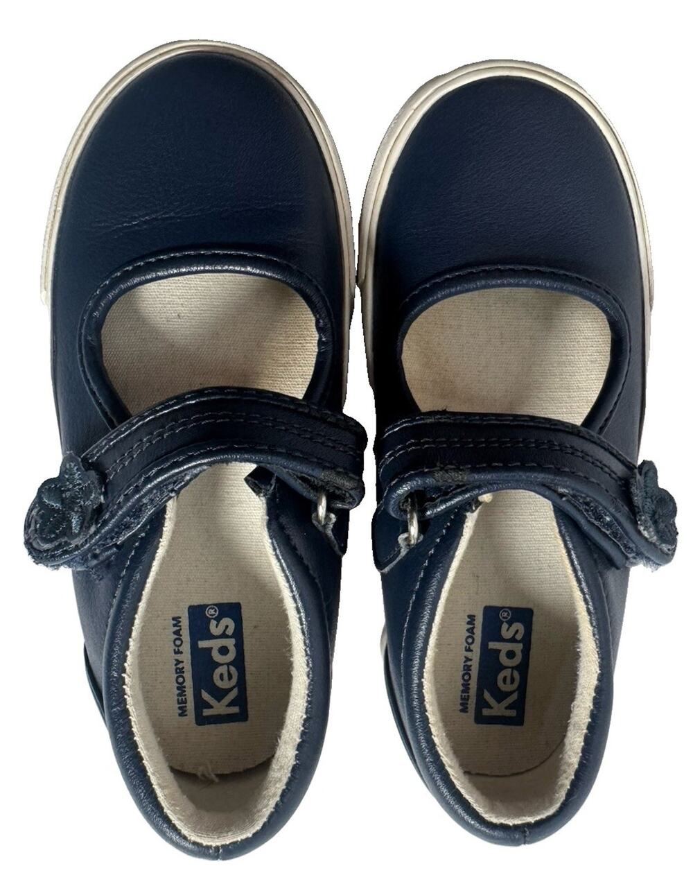Keds Girls Navy Mary Jane Sneakers Hook Loop School Shoes Youth Size 12